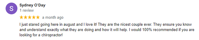 Chiropractic Zionsville IN Sydney O. Testimonial Chiropractic Zionsville IN Sydney O. Testimonial